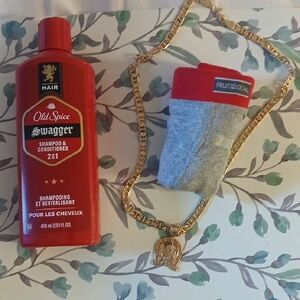 Fruit of the Loom Red and Gray Men's Briefs Plus 10k Gold Chain